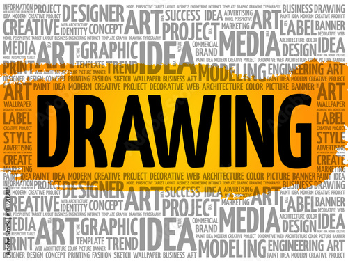 DRAWING word cloud collage, creative concept background