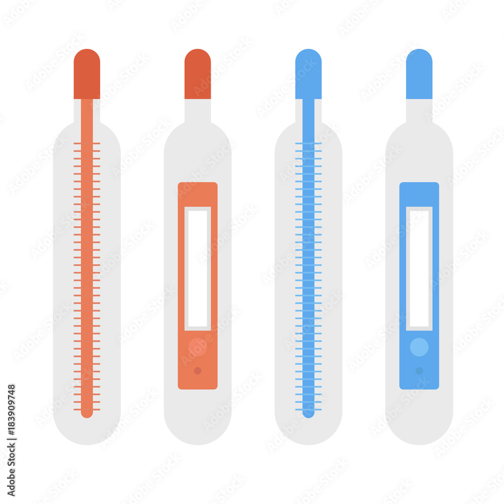Isolated thermometers in different colors Isolated thermometers in different colors