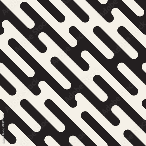 Vector seamless pattern with geometric spots. Monochrome random line streaks. Contrast repeating background design