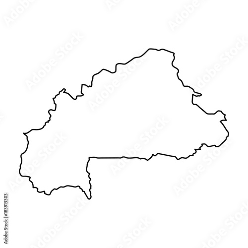 Burkina Faso map of black contour curves on white background of vector illustration