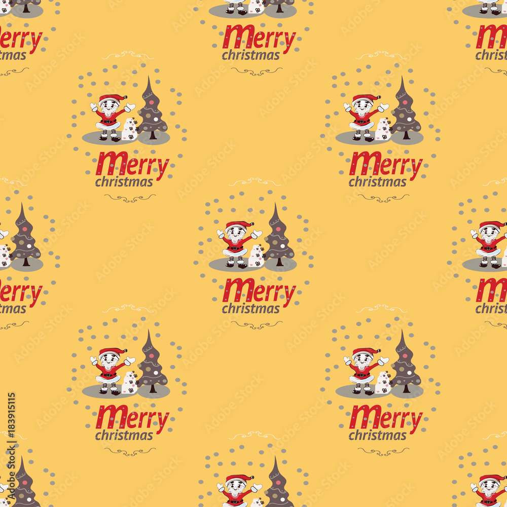 Cute Christmas Seamless Pattern Background - Vector Illustration, flat style. Endless texture. Use for wallpaper, textiles, pattern fills, web page background