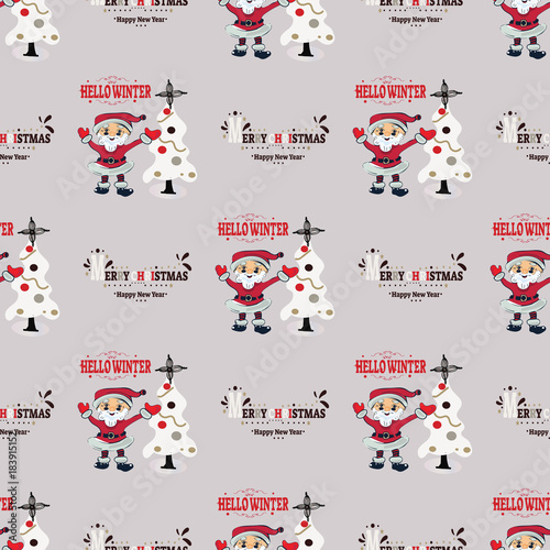Canvas Print Cute Christmas Seamless Pattern Background - Vector Illustration, flat style