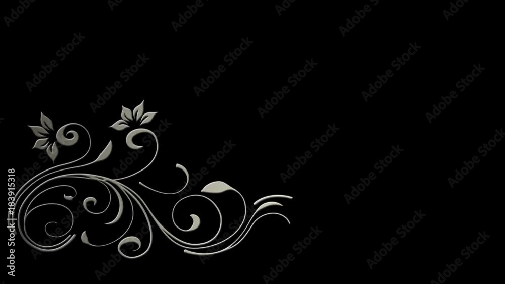 Sprouting tendril - floral ornament in movement - B&W Sprouting tendril - floral ornament in movement - B&W