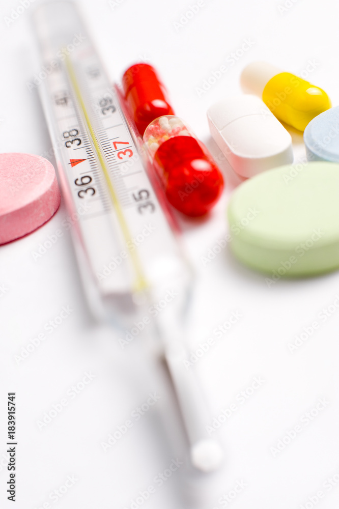 thermometer and pills thermometer and pills