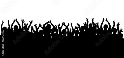 Crowd of applause at the concert isolated silhouette