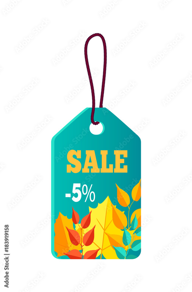 Sale -5 Blue Label with Lace Vector Illustration