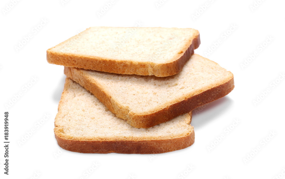 Integral whole wheat toast bread slices isolated on white background