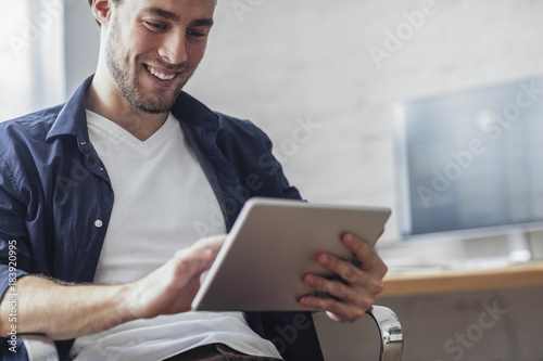 Man Using Tablet