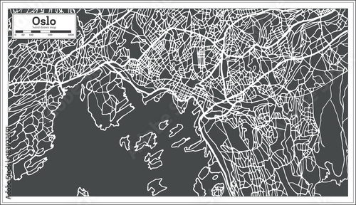 Fotografia Oslo Norway Map in Retro Style.