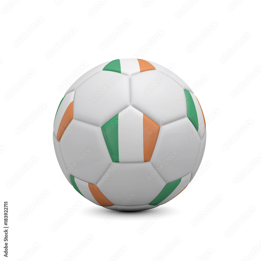 Soccer football with Ireland flag. 3D Rendering