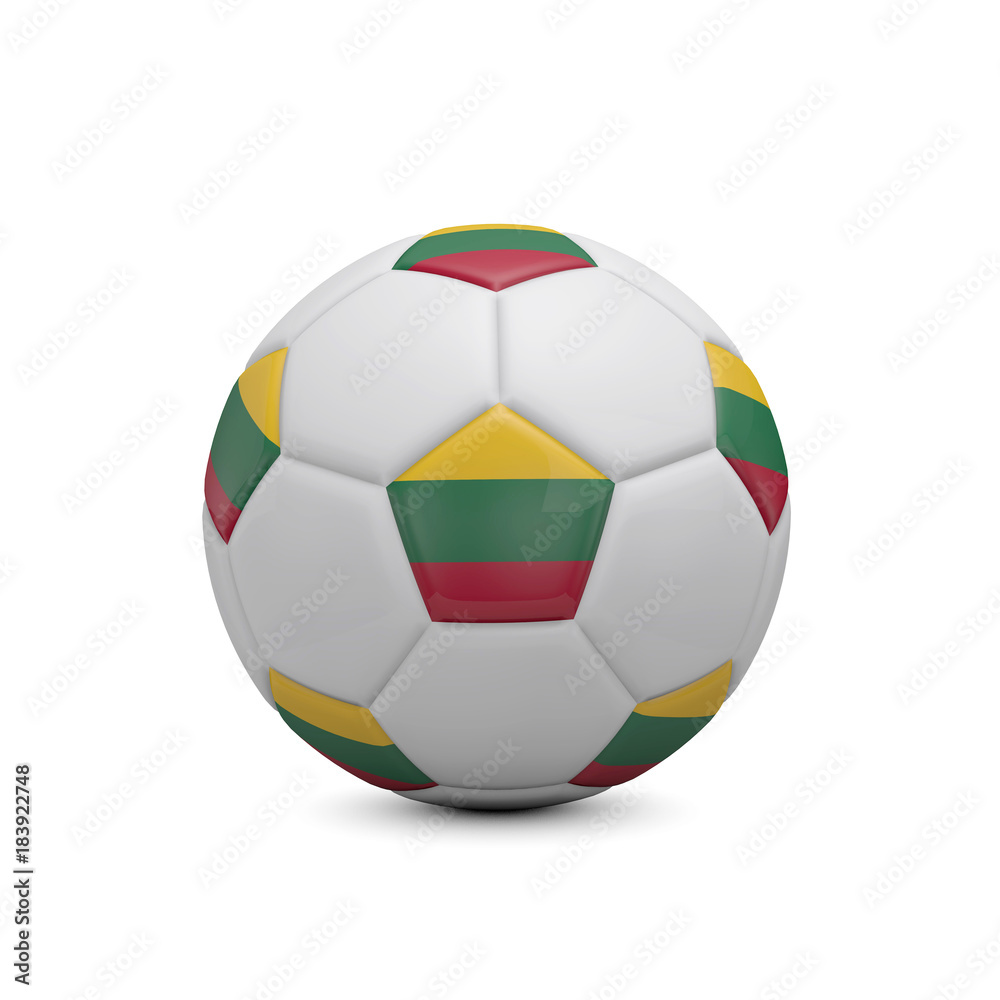 Soccer football with Lithuania flag. 3D Rendering