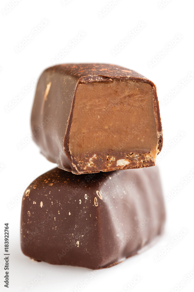 Handmade bonbons with salted caramel filling Handmade bonbons with salted caramel filling