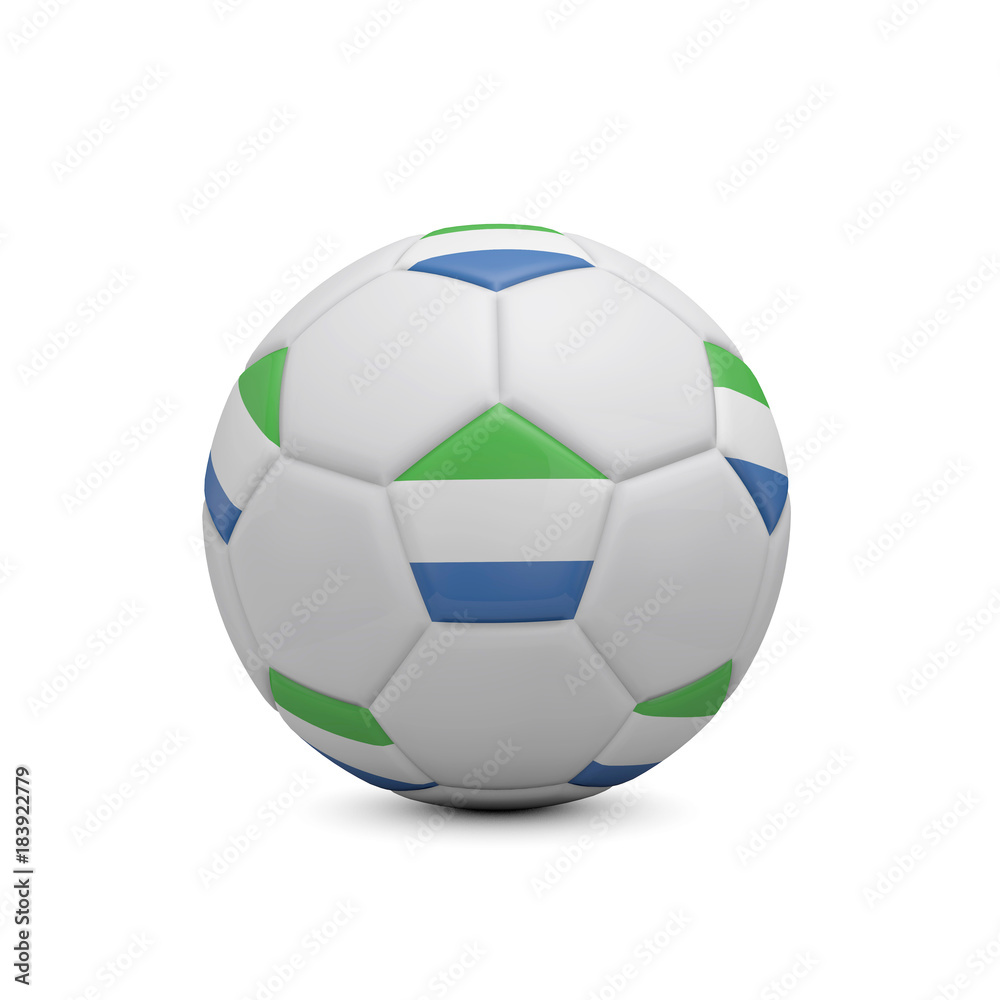 Soccer football with Sierra Leone flag. 3D Rendering Soccer football with Sierra Leone flag. 3D Rendering