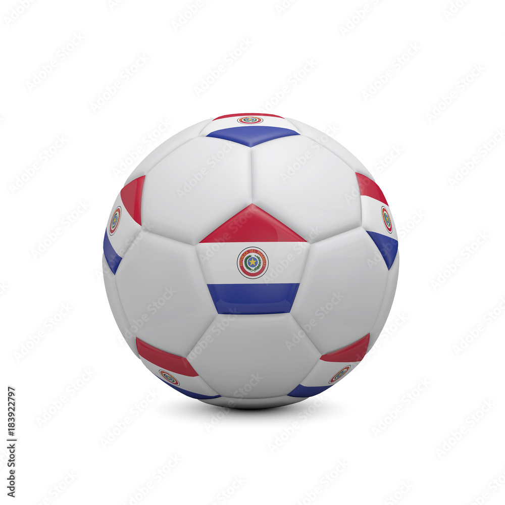 Fototapeta premium Soccer football with Paraguay flag. 3D Rendering