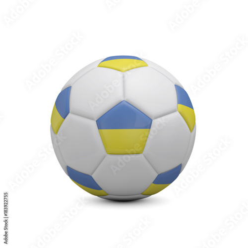 Soccer football with Ukraine flag. 3D Rendering