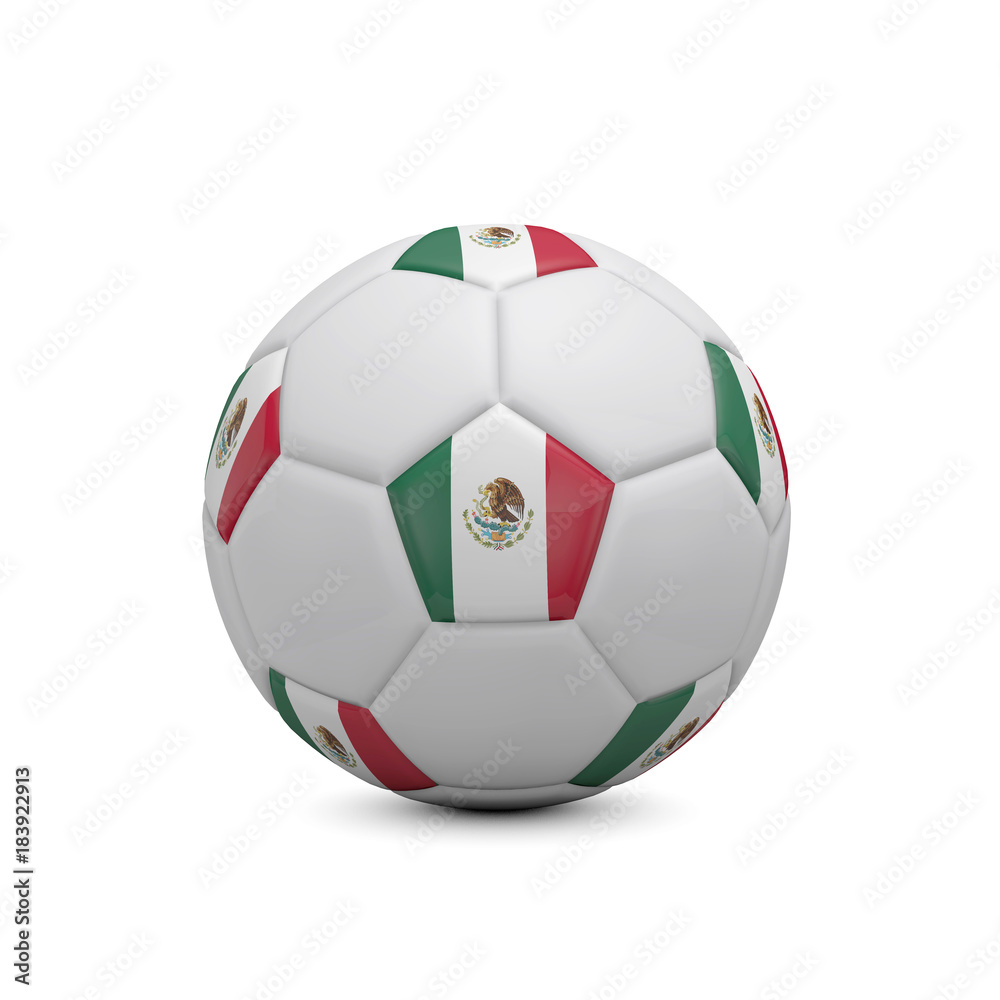 Soccer football with Mexico flag. 3D Rendering Soccer football with Mexico flag. 3D Rendering