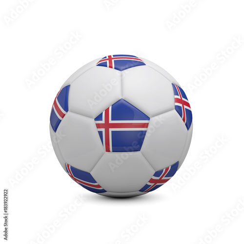 Soccer football with Iceland flag. 3D Rendering