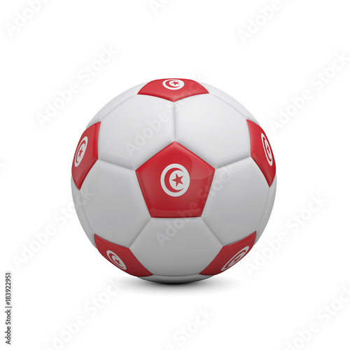Soccer football with Tunisia flag. 3D Rendering
