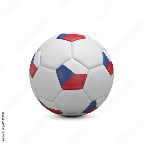 Soccer football with Czech Republic flag. 3D Rendering