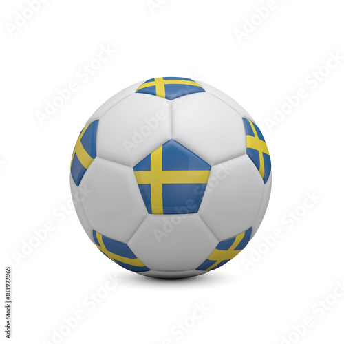 Soccer football with Sweden flag. 3D Rendering