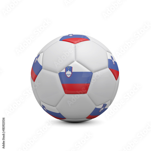Soccer football with Slovenia flag. 3D Rendering
