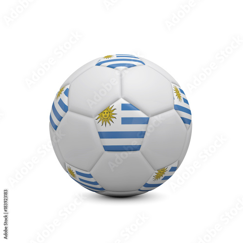 Soccer football with Uruguay flag. 3D Rendering