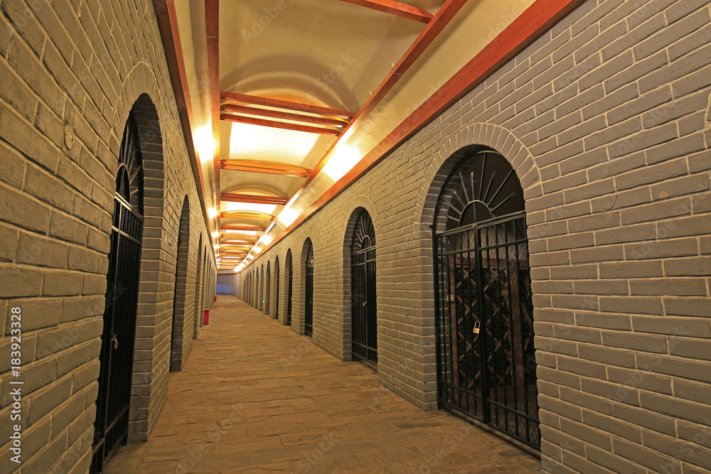 The corridor inside the wine cellar