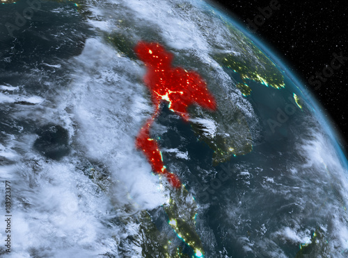 Thailand at night from orbit