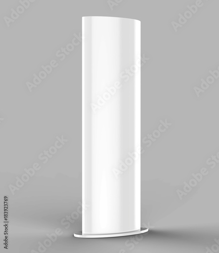 Curved totem poster light advertising display stand. 3d render illustration. photo