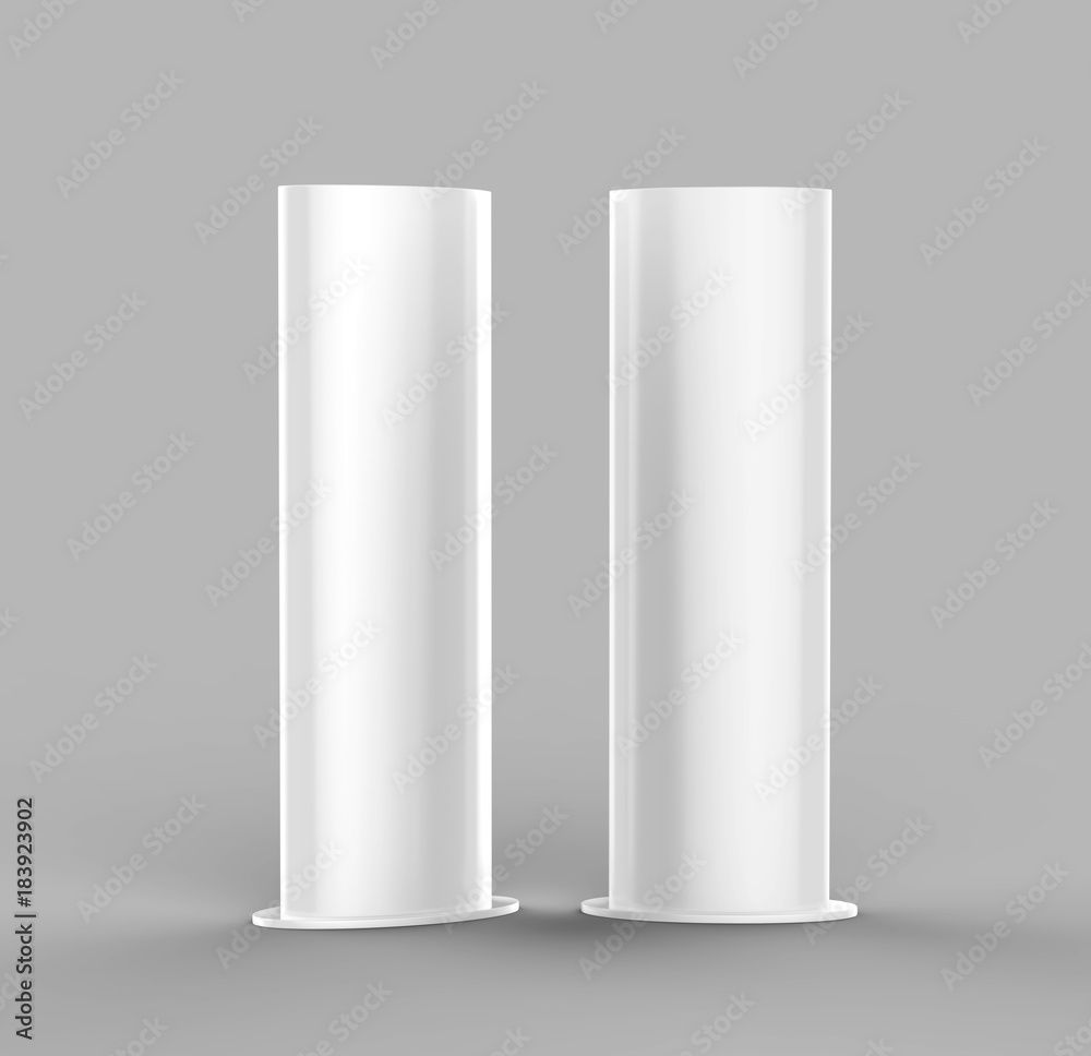 Curved totem poster light advertising display stand. 3d render illustration. Curved totem poster light advertising display stand. 3d render illustration.