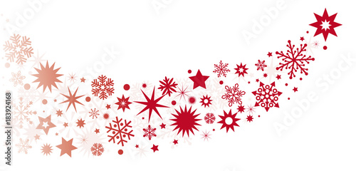 Banner Weihnachtsdeko rot. Vektor Illustration mit roten Sternen in unterschiedlichen Formen