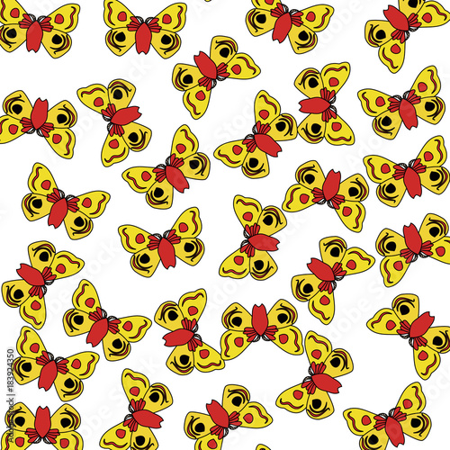 Wallpaper Mural Abstract pattern with gold butterflies. Butterfly on white Torontodigital.ca