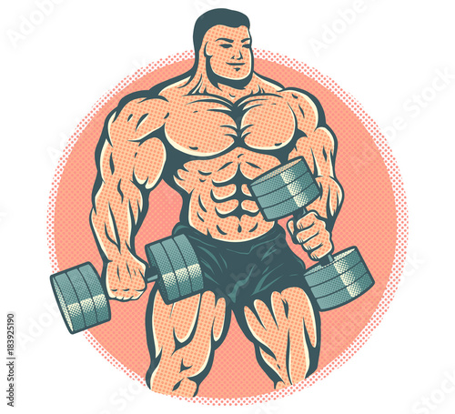 bodybuilder with dumbbells