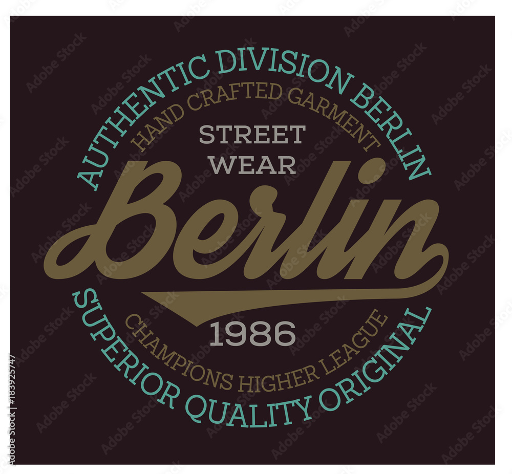 Berlin sport t-shirt design, college sport team style typography for poster, t-shirt or print.
