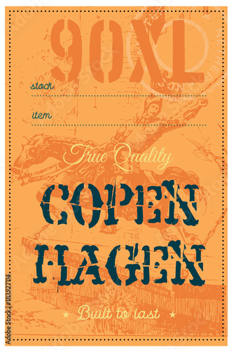Copenhagen true quality clothing tag, for retail business, denim or other product.