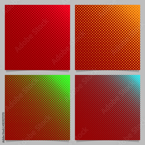 Abstract geometrical halftone circle pattern background set - squared vector stationery graphics with dots in varying sizes