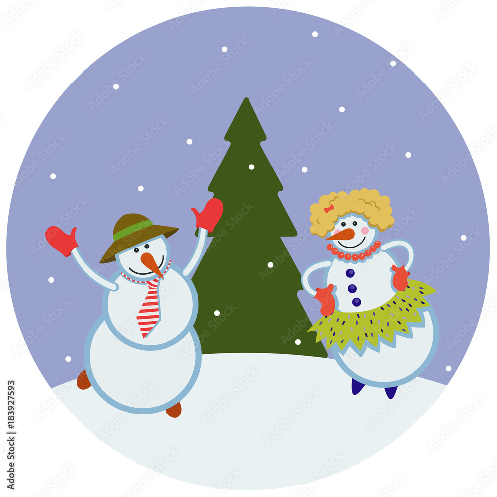 funny dancing snowmen in the snow