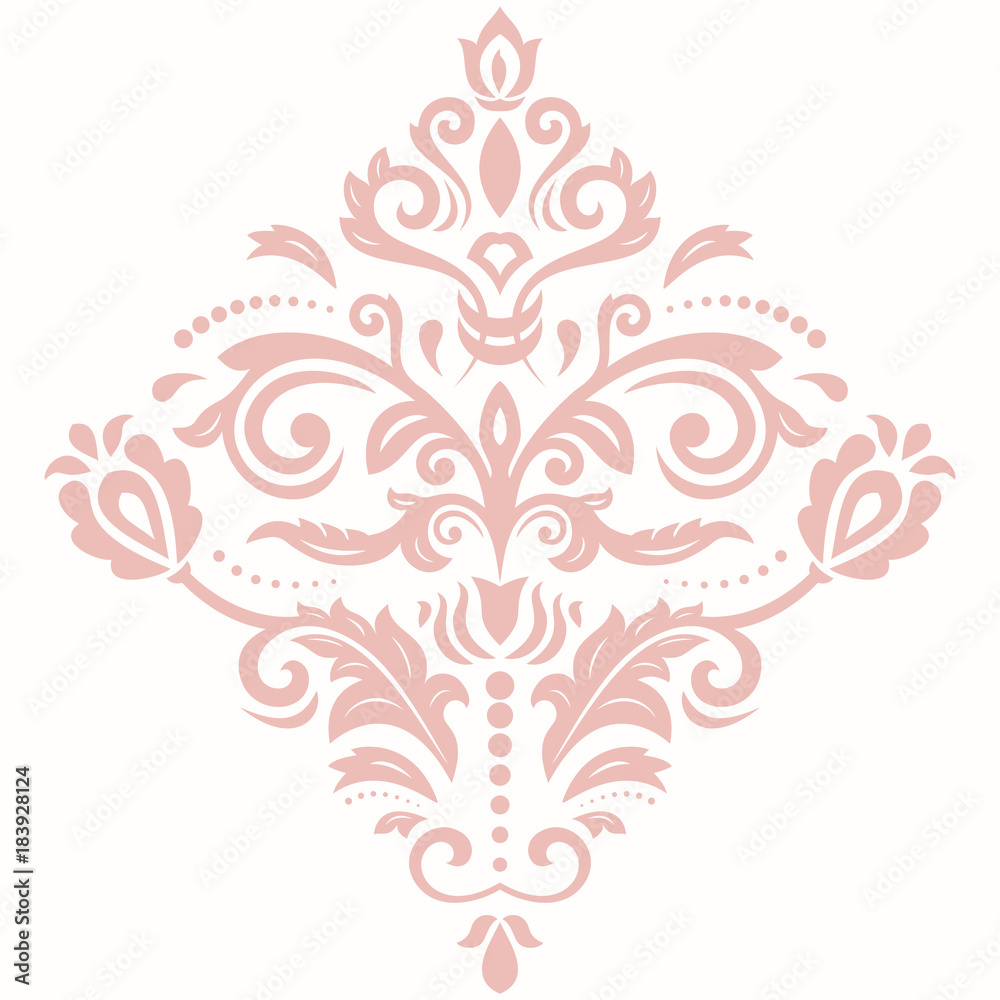 Elegant vector ornament in classic style. Abstract traditional pattern with oriental elements. Classic pink vintage pattern