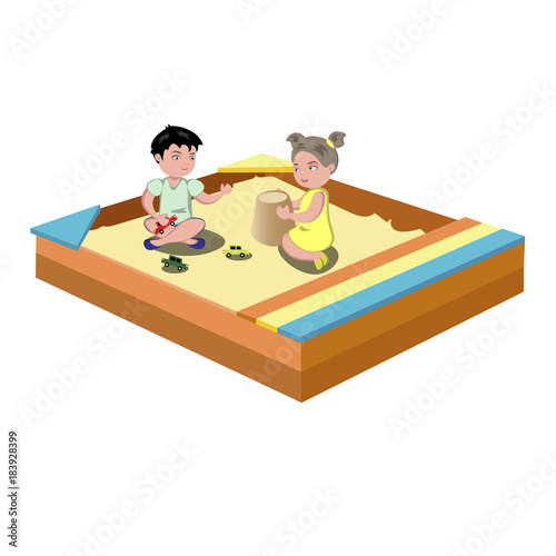  hildren play in the sandbox