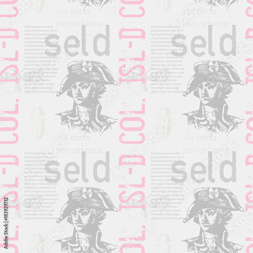 Vita incerta, mors certissima. Latin words for - life is uncertain, death is most certain. Latin text present with no special meaning. Vintage design pattern, for print and media.