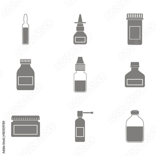 icon set with medicine bottles  for your design