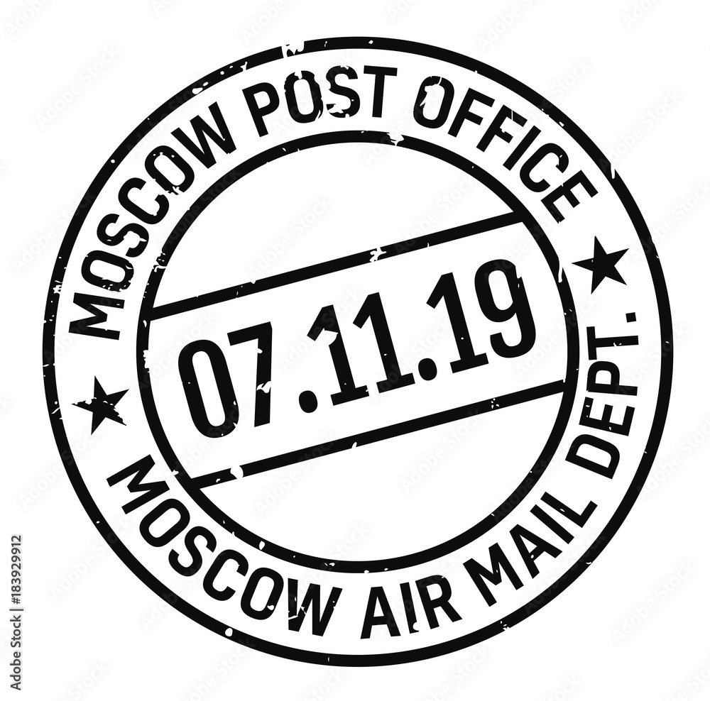 Moscow postage stamp. Realistic looking stamp with city name.