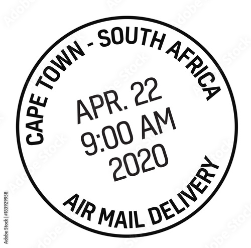 Cape town postage stamp. Realistic looking stamp with city name.