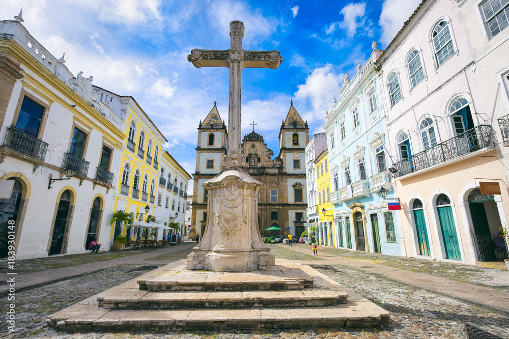 Φωτογραφία Bright view of the historic tourist district of Pelourinho in Salvador, Brazil,