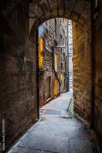 Narrow street in Edinburgh photo
