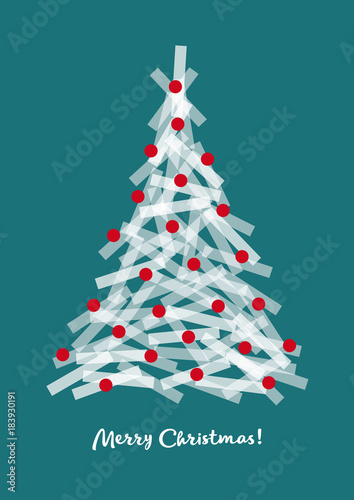 Weihnachtsbaum, Grafik, Weihnachtsgruß, geometrische Formen, englisch