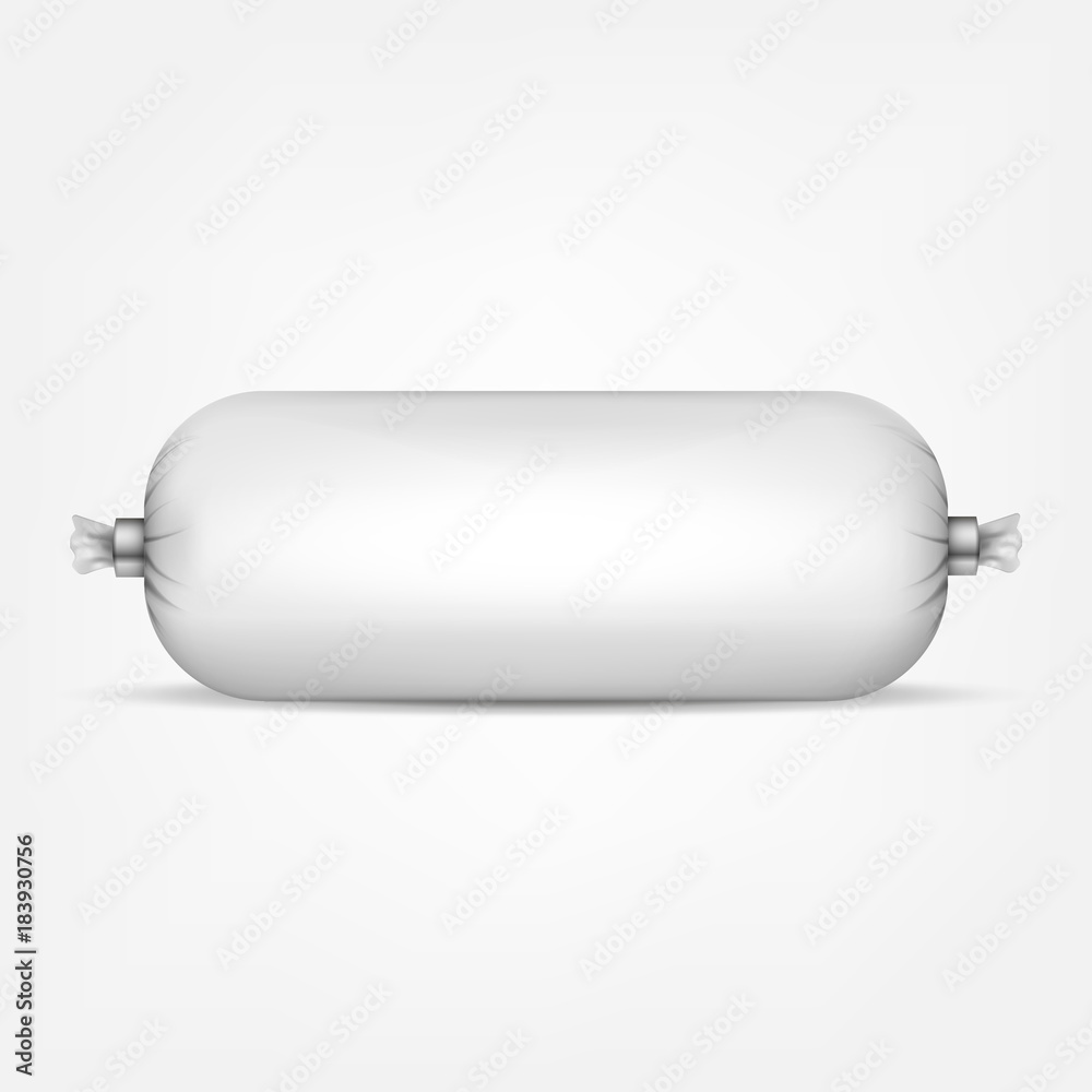 Blank white empty plastic packaging for sausage and food. Vector illustration. Blank white empty plastic packaging for sausage and food. Vector illustration.