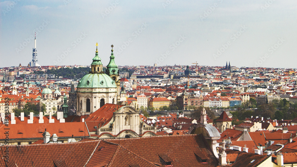 panorama na czechy praga kościół i miasto