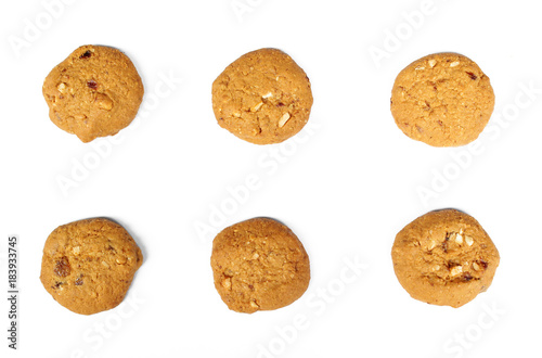 Oatmeal raisin cookie isolated on a white background