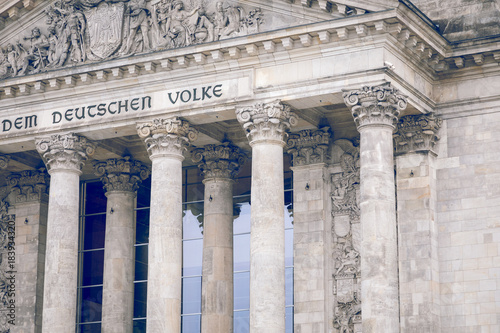 Reichstag building, seat of the German Parliament (Deutscher Bundestag), in Berlin, Germany